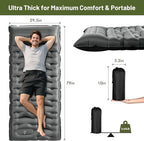 KASBAH Camping Sleeping Pad,6 inch Thick Inflatable Camping Mattress with Built-in Foot Pump and Pillow,Ultralight Sleeping Mat Backpacking Gear for Outdoor Hiking,Camping, Traveling and Tent