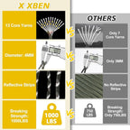 X XBEN Paracord Reflective 1000lb, 50/100/200/500/1000ft 4mm, 13 Strand Parachute Spool Cord, Heavy Duty Paracord Rope for Camping, Fishing, Hiking, Hunting, DIY Crafts, Black