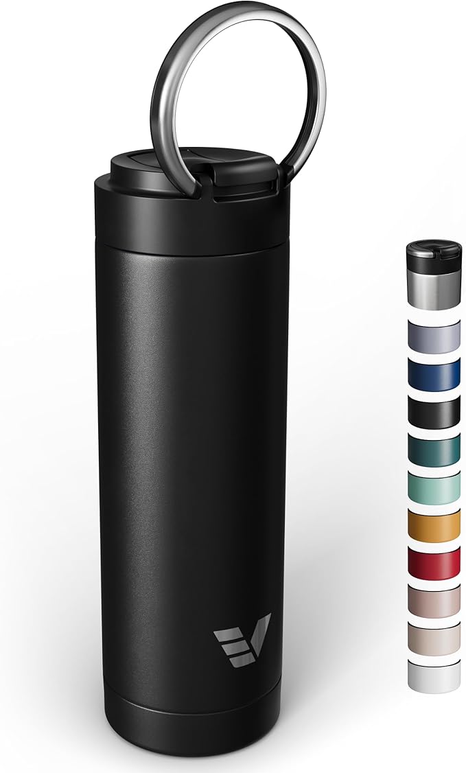 Maxi Stainless Steel Water Bottle 26oz - Double wall vacuum insulated | Integrated carry handle | leak proof flip top lid | Lightweight & stylish - Black