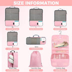 BAGAIL 4/6 Set/8 Set Compression Packing Cubes Travel Accessories Expandable Packing Organizers(HalfMesh, 8-Pink)