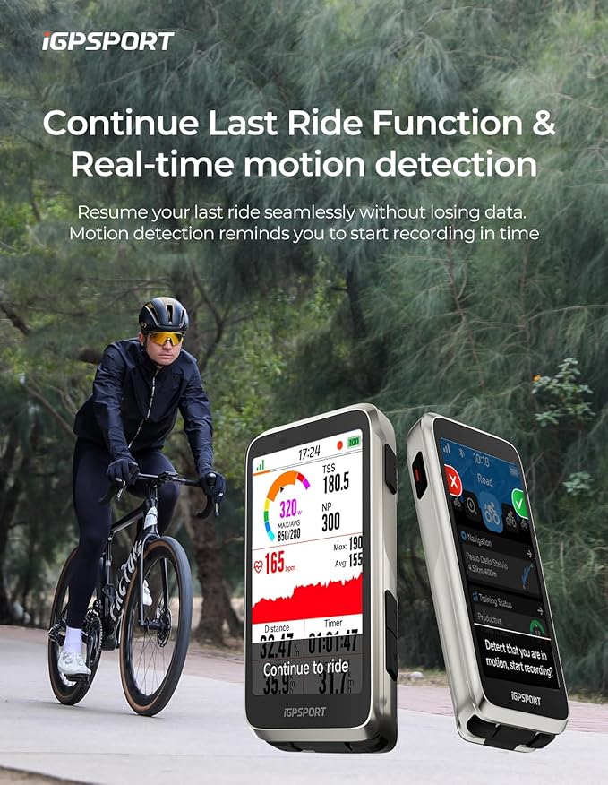 iGPSPORT BiNavi Bike Computer, Touch Screen Map Navigation Music Control Climb Tips Group Riding, Wireless GPS Cycling Computer