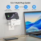 Cruise Ship Approved Outlet Extender, Non Surge Protector Power Strip with 3 AC Outlets & 2 USB (1 USB-C), Multi Plug Adapter, Travel Cruise Essentials, ETL Listed.