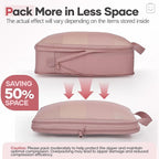 Veken 9/11 Set Compression Packing Cubes for Travel Essentials,Compressible Expandable Large Luggage Organizer Bags for Clothing,Durable Space Saver Storage Bags with Toiletry Bags(Light Coral)