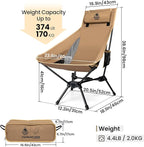 OneTigris Tigerblade High Back Camping Chair with Pillow Design, Comfortable Widened Seat Folding Chair