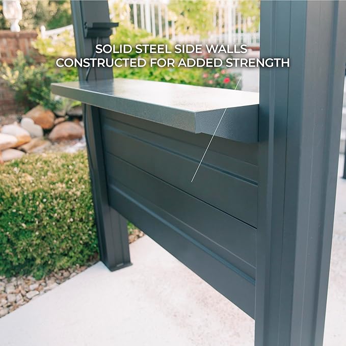 Backyard Discovery Rockport 8' x 6' Galvanized Steel BBQ Grill Gazebo Pavilion with Hardtop Steel Roof, Bar Tops, Powerport, Snow Load Support, Wind Resistance, Cook Station for Outdoor Patio or Deck