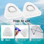 4 Pack Stainless Steel D-Ring Triangle Patch with 2.5m Black Bungee Cord,4Pcs Cord Hooks for PVC Inflatable Boat SUP Kayak Canoe Deck Accessories-White