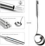 Soup Spoon Ladle,304 Stainless Steel Cooking Spoon Kitchen Tool For Wok With Hollow Handle, Silver/13.9Inch