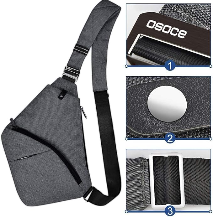 Anti Theft Crossbody Bags Sling Bag for Women Men Waterproof Wander Bag for Sports and Travel. (2.0Grey, Small)