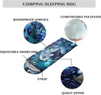 Sleeping Bags for Adults and Kids，3D Printing Camping Sleeping Bag for Girls Boys Lightweight Waterproof Cold/Warm 3-Season，Outdoor Travel with Compression Bags