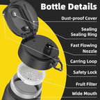 OLDLEY 32 oz Water Bottle, Motivational Water Bottle with Time Marker, Sports Water Bottle With Strap, Leakproof & BPA Free Large Water Bottles for School, Gym, Travel, Outdoor, Tritan,Black