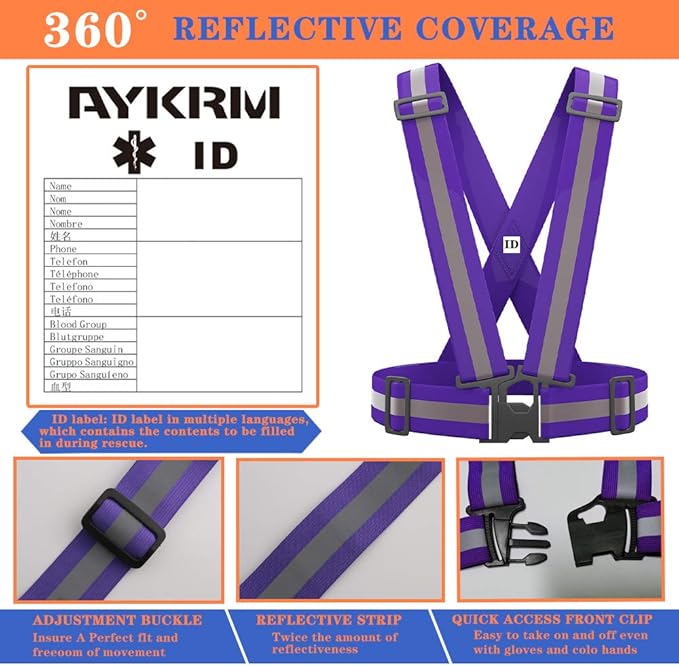 AYKRM 9 color High Visibility Reflective Vest Running Gear High Vis Adjustable Safety Vest