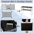 Tri-fold Folding Picnic Table, 3ft Camping Table Lightweight Portable Aluminum Outdoor Table with Adjustable Heights for Backyard BBQ Party