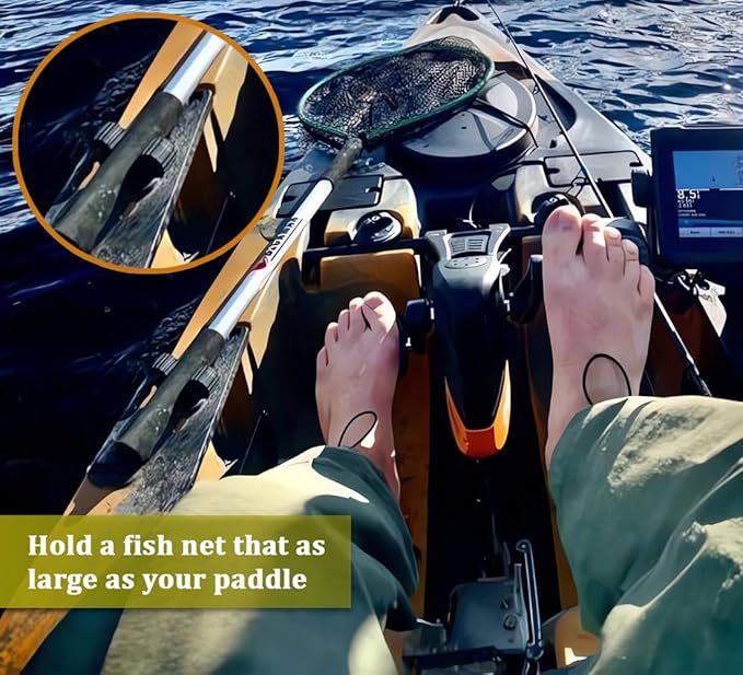 Kayak Paddle & Fishing Net Holder - Track Mount Accessories for Canoe, Paddle Board