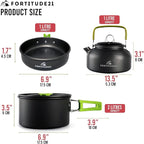 Camping Cookware Set - 19-Piece Lightweight Backpacking Cookware with Pots, Pans, Utensils - Compact Outdoor Cooking Kit for Camping, Hiking, Backpacking & Survival