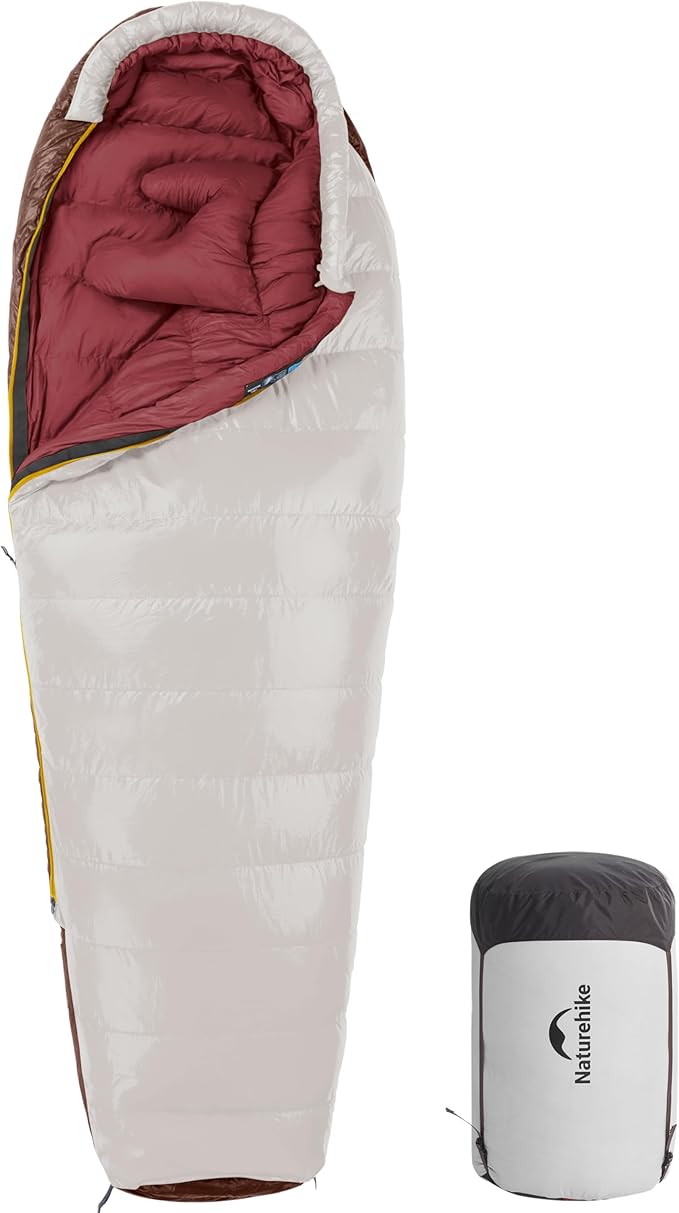 Naturehike 0 Degree Down Mummy Sleeping Bag for Adults, 650FP Cold Weather Backpacking Sleeping Bag with RDS Down, 12.5-38.8℉ Sleeping Bags for Camping, Hiking, 2025 Model