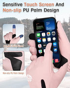 RIGWARL Winter Gloves Men and Women Medium-Thick, Gloves for Cold Weather with Thermal Plush, Touchscreen Running Glove Adjustable Zippered Wrist for Walking The Dog Hiking Camping Cycling Work