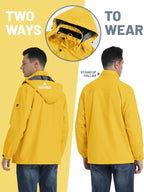 TACVASEN Men's Rain Jacket Lightweight Windbreaker with Hooded Water Resistant Outdoor Raincoat for Hiking Travel Camping