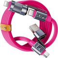 4 in 1 USB C Cable 60W 5FT Fast Charging & Data Transfer, Thicker Silicone Multi Charger Cord for iPhone iPad Charger Wire Combo with L/Type C/USB A for iPhone 16/15/Macbook (Pink)