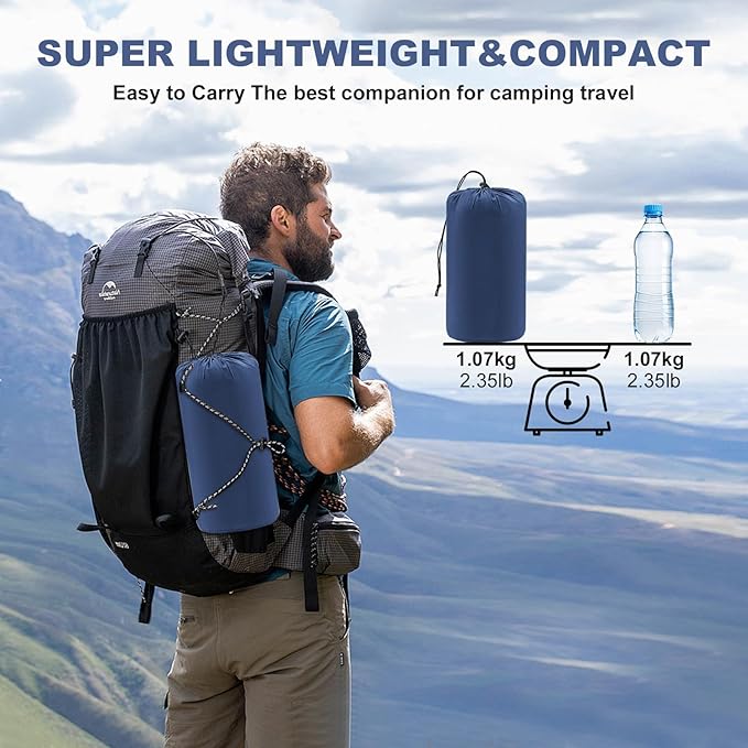 Camping Sleeping Pad with Pillow: Extra Thick 4.7 Inch Ultra-Light Self Inflating Airpad, Most Comfortable Inflatable Sleep Mattress with Foot Pump for Backpacking, Camp, Hiking, Tent (Navy Blue)