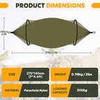 Chihee Ultra-Light Travel Camping Hammock Pop-up Net Hammock 660lbs Load Capacity,Breathable,Quick-Drying Parachute Nylon 2 Premium Carabiners,2 Tree Slings Included for Outdoor Backpacking Hiking