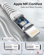 Aioneus Long iPhone Charger Cords 10ft 2Pack MFi Certified USB A to Lightning Cable Fast Charging Nylon Braided Long iPhone Cable for iPhone 14 13 12 11 XR XS X 8 7Plus 6