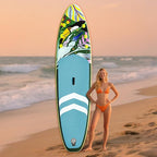 10'6"Inflatable Stand Up Paddle Board Ultra Portable-Lightweight & Stable|All-in-One Kit w/Aluminum Paddle, Dual-Action Pump & Backpack|Lakes & Oceans Ready for Family Recreation by Aquajourney