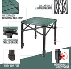 VILLEY Folding Camping Square Table with Carry Bag, Lightweight Aluminum Adjustable Square Table for Outdoor, Camping, Picnic, Backyards, BBQ, Medium