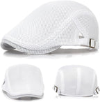 2 Pack Men's Mesh Cap Breathable Summer Newsboy Hat Adjustable Beret Ivy Cap Irish Cabbie Driving Hunting Hats