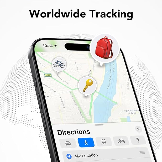 Air Tracker Tags-4 Pack, Bluetooth Tracker Works with Apple Find My APP (iOS Only), Keys Finder and Item Locator for Luggage, Backpack, Suitcases, Replaceable Battery, IP67 Waterproof Tracking Tag