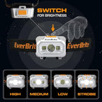 EverBrite LED Headlamp, 4 Lighting Modes, Pivoting Head with Adjustable Headband, IPX4 Water Resistant Perfect for Running, Camping and Hiking, 3 AAA Battery Powered(2 Pack)