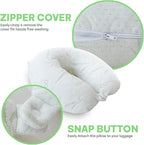 Sacred Thread Rayon Derived from Bamboo Travel Neck Pillow for Airplanes, Memory Foam for Airplane, Ergonomic Design Neck Rest, Travel Pillow for Sleeping (White)