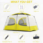 Vidalido Tents，3-4 Person Camping Tent with Extended Vestibule，Weather Resistant Family Tents with Breathable Mesh Windows，Easy Install Waterproof Outdoor Tent for Backpacking and Camping Hiking