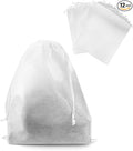 QWORK Drawstring Dust Covers, 12 Pcs Breathable Non-woven Fabric Large Cloth Storage Pouch String Bag for Handbags Purses Shoes
