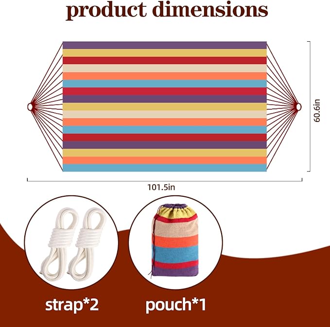 Camping Hammocks for Backyard Hanging Sturdy Garden Comfortable Fabric Hammock Indoor Tree Straps Up to 616lbs Weight Capacity with Travel Bag for Camping Portable Outdoor Patio (Grey)