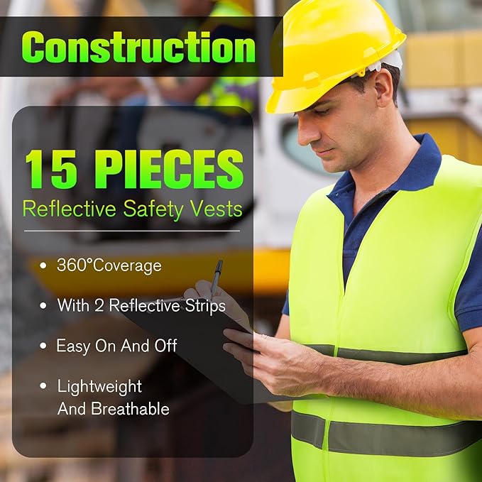 JaGely High Visibility Safety Vest Bulk Reflective Mesh Security Vest for Men Women Work Cycling Runner Neon