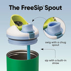 Owala FreeSip Tumbler Insulated Stainless Steel Water Bottle with Built-in Straw and Side Handle, For Travel, Work, School, and Sports, 40oz, BPA Free, Leak Proof, Putting Green