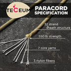 TECEUM 5/32" Paracord Rope 1000 – 1000ft / 200ft / 100ft / 50ft – Tactical Parachute Cord 4mm – 45+ Colors – Nylon String for Survival & Camping Gear – Stripe Cord for Survival – Utility Rope