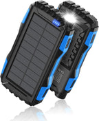 Power-Bank-Solar-Charger - 42800mAh Portable Charger,Solar Power Bank,External Battery Pack 5V3.1A Qc 3.0 Fast Charger Built-in Super Bright Flashlight (Blue)