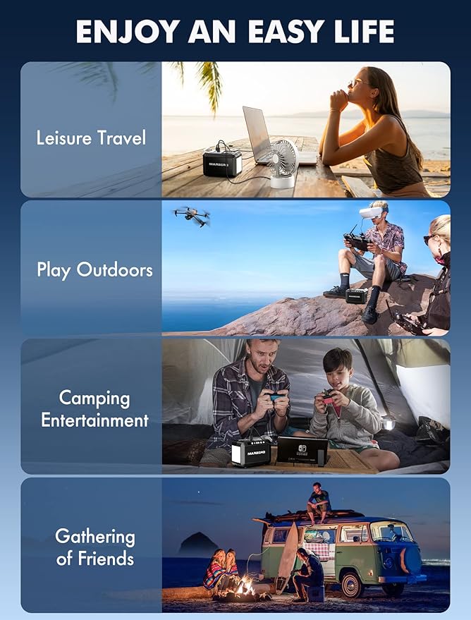 MARBERO Portable Power Bank with AC Outlet, Peak 120W/110V Portable Laptop Battery Bank, 24000mAh Charger Power Supply with AC Outlet, Power Station for Outdoor Camping Home Office Hurricane Emergency