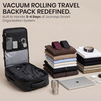 Fanwoli Rolling Vacuum Backpack Travel with One-Button Compression, Expandable Carry-On Suitcase Luggage, Approved TSA Lock & Water-Proof Laptop Compartment for Outdoor/Family/Business Trips