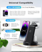3 in 1 Charging Station for Apple Device, Wireless Charger for iPhone 16e 16 15 14 13 12 11 Pro Max & Apple Watch iwatch- Charging Stand Dock for AirPods