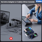 Portable Charger 40800mAh Power Bank with Built-in Cables,Wall Plug and iWatch Charger,6-in-1 QC4.0+25W PD USB C Fast Phone Charging,LCD Display Battery Pack for iPhone 16/15,Apple Watch,Galaxy-Navy