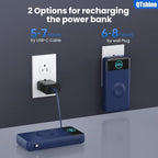 Portable Charger 40800mAh Power Bank with Built-in Cables,Wall Plug and iWatch Charger,6-in-1 QC4.0+25W PD USB C Fast Phone Charging,LCD Display Battery Pack for iPhone 16/15,Apple Watch,Galaxy-Navy