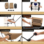 MOON LENCE Oversized Camping Chair for Adults, Height Adjustable High-Back Folding Camping Chair with 400 lbs Capacity, Hidden Pillow Pocket and Wide Seat for Camping, Hiking, Picnics, Khaki