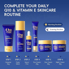 QUIYUM Q10 & Vitamin E Complete Skincare Set – 6-Step Daily Routine with Cleanser, Toner, Serum, Eye Cream, Day & Night Moisturizer – Hydrating, Firming, Radiant Skin Care Kit for All Skin Types