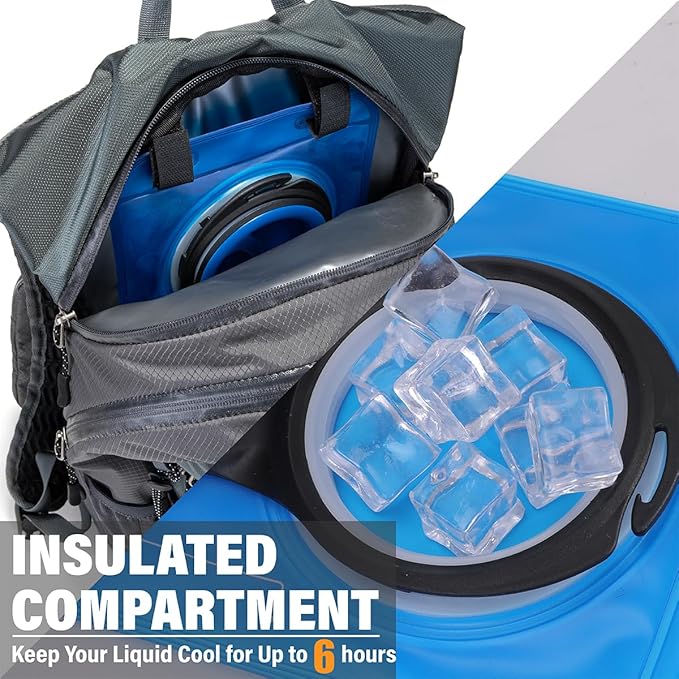 Insulated Hydration Backpack Pack with 2L Water Bladder Lightweight 22L Hiking Backpack Bag for Women Men Daypack for Hiking Running Festival Camping Biking