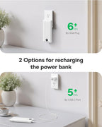 VEGER AC Wall Plug Portable Charger, 10000mah Slim Portable Charger Built in Cables, USB C Power Bank 15W Fast Charging, Travel Essential Battery Pack Compatible with iPhone, Android and More(Blue)