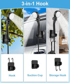 WADEO Portable Shower, 6000mAh Rechargeable Camping Shower Pump with 10 Spray Modes, Fahrenheit Display, IPX7 Waterproof, Ideal for Outdoor Camping, Travel, Car Washing, Pet Bathing (Silver Gray)