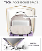 LOVEVOOK Laptop Backpack Purse for Women, Work Travel Computer Bags, College School Backpack for Student Girl, Quilted Casual Daypack with USB Port, Fit 15.6 Inch Laptop, Purple