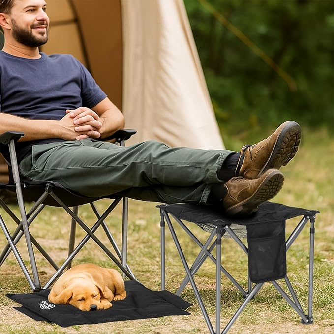 Bolosy Camping Stool with Removable Padded Folding Outdoor Stool Camping Stool Padded Oversized Ottoman Camping Chair Foot Rest Camp Stool Folding Stools